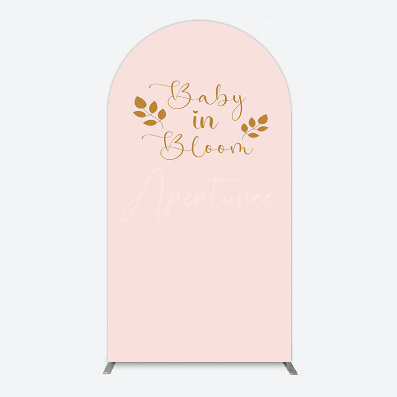 Aperturee - Aperturee Sweet Pink Boho Leaves Baby Shower Arch Backdrop