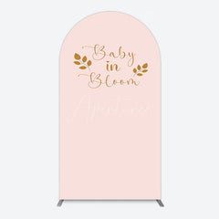 Aperturee - Aperturee Sweet Pink Boho Leaves Baby Shower Arch Backdrop