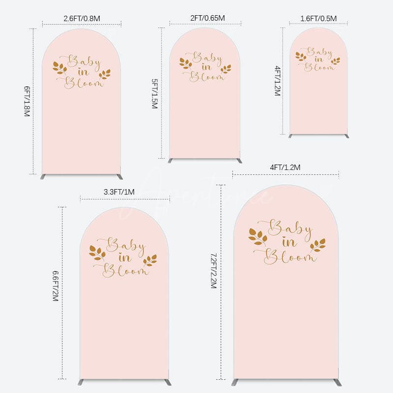 Aperturee - Aperturee Sweet Pink Boho Leaves Baby Shower Arch Backdrop