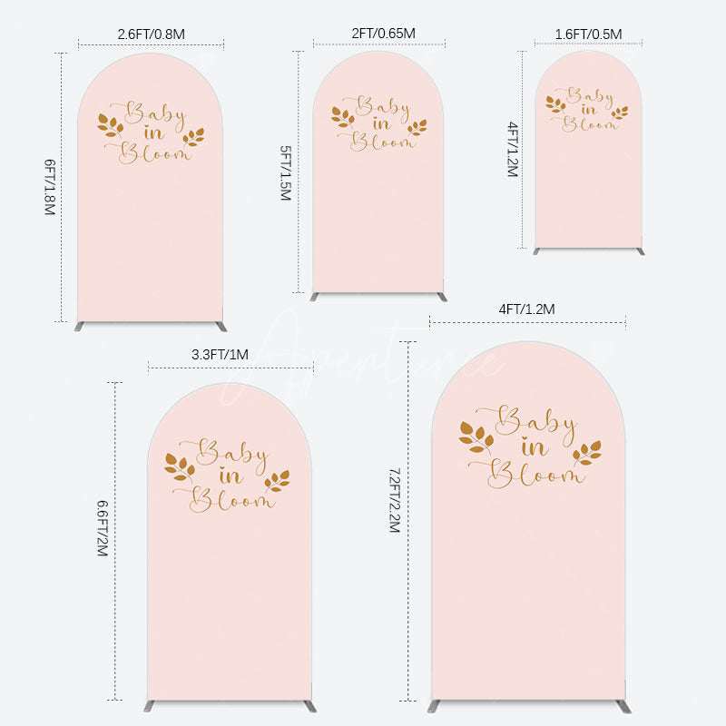 Aperturee - Aperturee Sweet Pink Boho Leaves Baby Shower Arch Backdrop