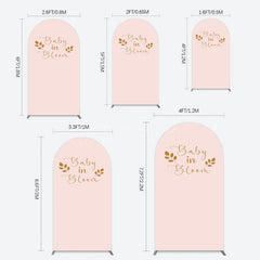 Aperturee - Aperturee Sweet Pink Boho Leaves Baby Shower Arch Backdrop