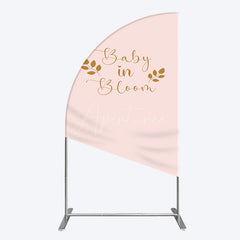 Aperturee - Aperturee Sweet Pink Boho Leaves Baby Shower Half Moon Arch Backdrop