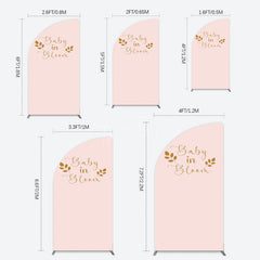 Aperturee - Aperturee Sweet Pink Boho Leaves Baby Shower Half Moon Arch Backdrop