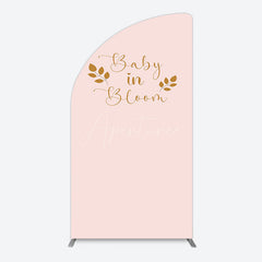 Aperturee - Aperturee Sweet Pink Boho Leaves Baby Shower Half Moon Arch Backdrop