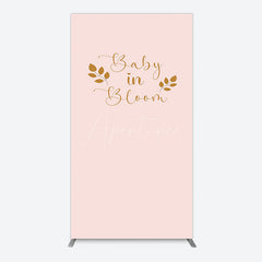 Aperturee - Aperturee Sweet Pink Boho Leaves Baby Shower Rectangle Backdrop