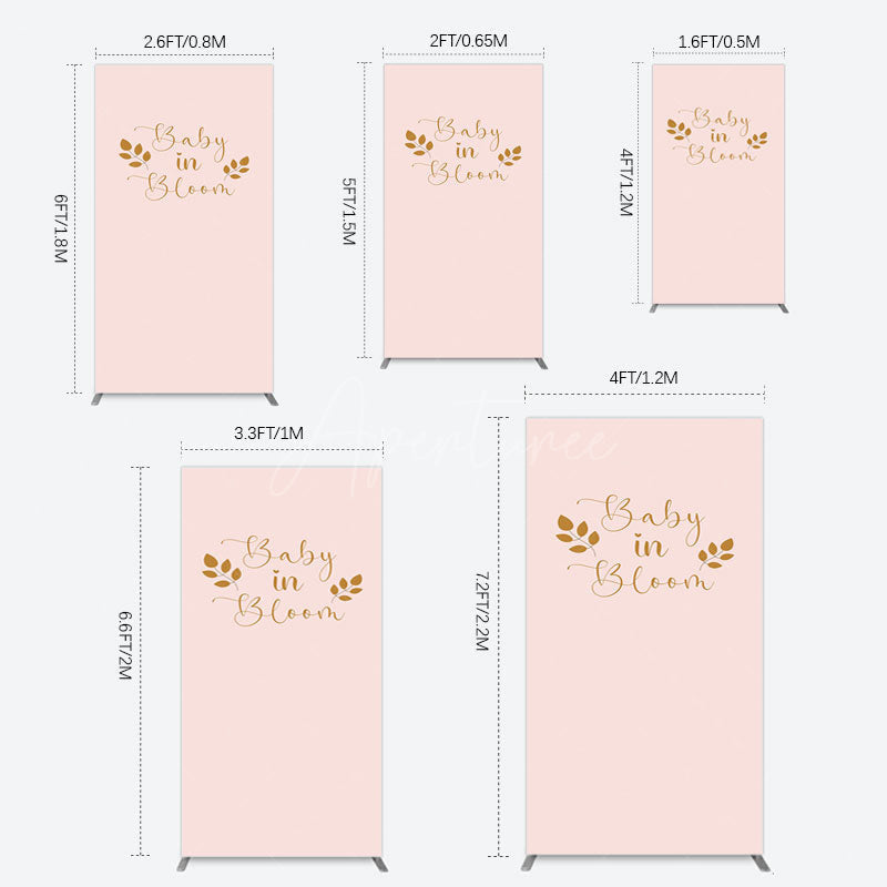 Aperturee - Aperturee Sweet Pink Boho Leaves Baby Shower Rectangle Backdrop