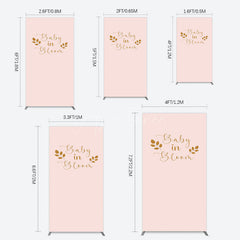 Aperturee - Aperturee Sweet Pink Boho Leaves Baby Shower Rectangle Backdrop