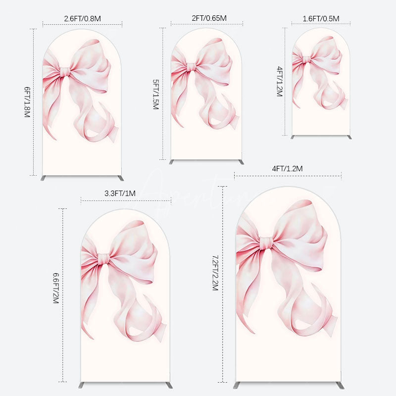 Aperturee - Aperturee Sweet Pink Bow Simple Happy Birthday Arch Backdrop