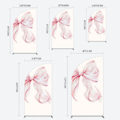 Aperturee - Aperturee Sweet Pink Bow Simple Happy Birthday Half Moon Arch Backdrop