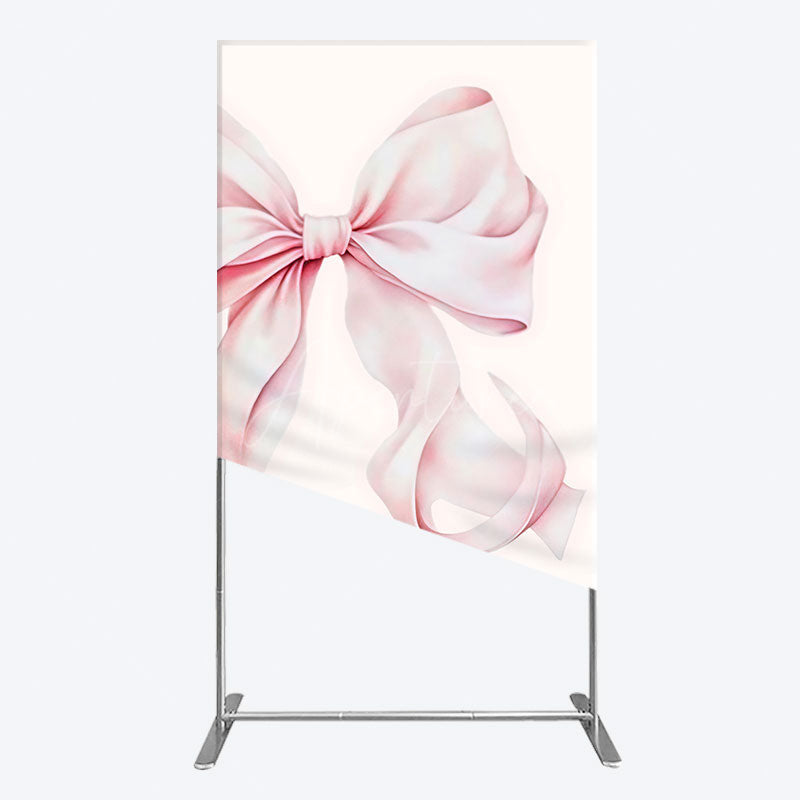 Aperturee - Aperturee Sweet Pink Bow Simple Happy Birthday Rectangle Backdrop