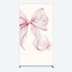 Aperturee - Aperturee Sweet Pink Bow Simple Happy Birthday Rectangle Backdrop