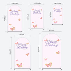Aperturee - Aperturee Sweet Pink Butterfly Happy Birthday Arch Backdrop