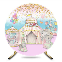 Aperturee - Aperturee Sweet Pink Circle Circus Happy Birthday Backdrop