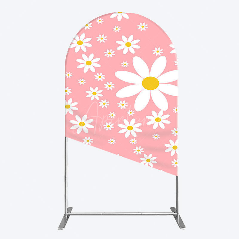 Aperturee - Aperturee Sweet Pink Daisy Cute Happy Birthday Arch Backdrop