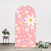 Aperturee - Aperturee Sweet Pink Daisy Cute Happy Birthday Arch Backdrop