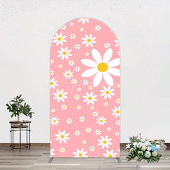 Aperturee - Aperturee Sweet Pink Daisy Cute Happy Birthday Arch Backdrop