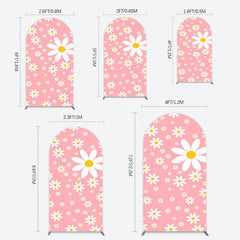Aperturee - Aperturee Sweet Pink Daisy Cute Happy Birthday Arch Backdrop