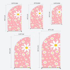 Aperturee - Aperturee Sweet Pink Daisy Cute Happy Birthday Half Moon Arch Backdrop