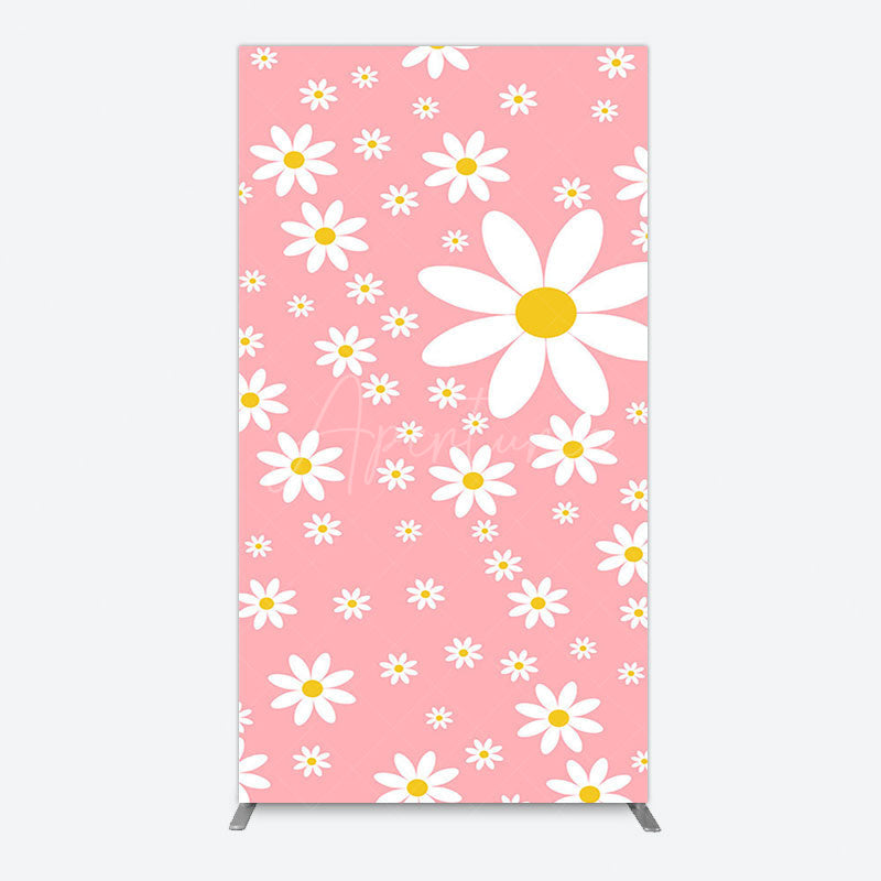 Aperturee - Aperturee Sweet Pink Daisy Cute Happy Birthday Rectangle Backdrop