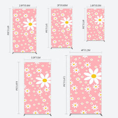 Aperturee - Aperturee Sweet Pink Daisy Cute Happy Birthday Rectangle Backdrop