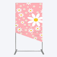 Aperturee - Aperturee Sweet Pink Daisy Cute Happy Birthday Rectangle Backdrop