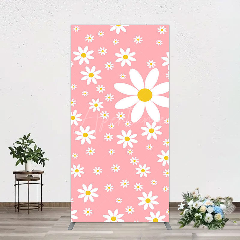 Aperturee - Aperturee Sweet Pink Daisy Cute Happy Birthday Rectangle Backdrop