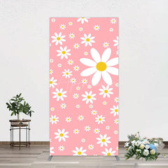 Aperturee - Aperturee Sweet Pink Daisy Cute Happy Birthday Rectangle Backdrop