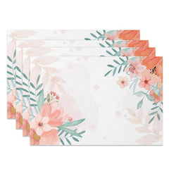 Aperturee - Aperturee Sweet Pink Floral Elegant Spring Set of 4 Placemats
