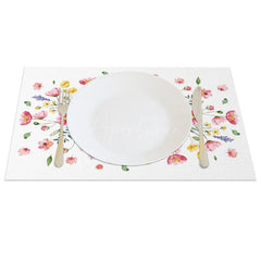 Aperturee - Aperturee Sweet Pink Floral Spring Fresh Set of 4 Placemats