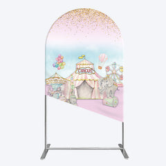 Aperturee - Aperturee Sweet Pink Glitter Circus Birthday Arch Backdrop