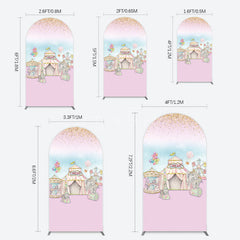 Aperturee - Aperturee Sweet Pink Glitter Circus Birthday Arch Backdrop
