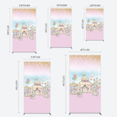 Aperturee - Aperturee Sweet Pink Glitter Circus Birthday Rectangle Backdrop