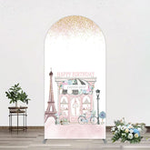 Aperturee - Aperturee Sweet Pink Paris French Cafe Birthday Arch Backdrop
