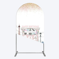 Aperturee - Aperturee Sweet Pink Paris French Cafe Birthday Arch Backdrop