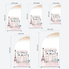 Aperturee - Aperturee Sweet Pink Paris French Cafe Birthday Half Moon Arch Backdrop