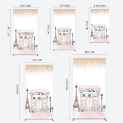 Aperturee - Aperturee Sweet Pink Paris French Cafe Birthday Rectangle Backdrop