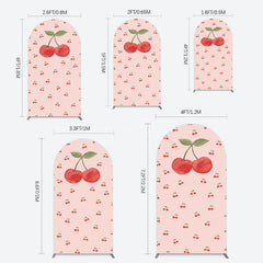 Aperturee - Aperturee Sweet Pink Red Cherry Happy Birthday Arch Backdrop