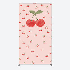 Aperturee - Aperturee Sweet Pink Red Cherry Happy Birthday Rectangle Backdrop