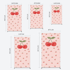 Aperturee - Aperturee Sweet Pink Red Cherry Happy Birthday Rectangle Backdrop