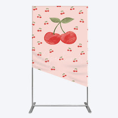Aperturee - Aperturee Sweet Pink Red Cherry Happy Birthday Rectangle Backdrop