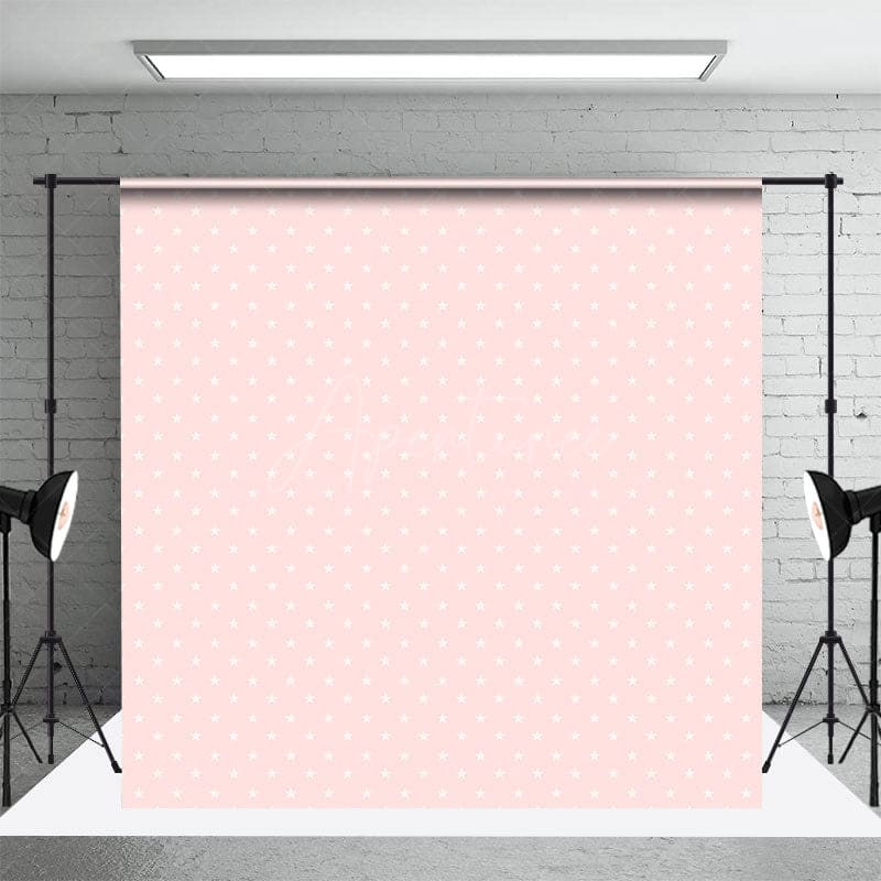 Aperturee - Aperturee Sweet Pink White Stars Birthday Cake Smash Backdrops