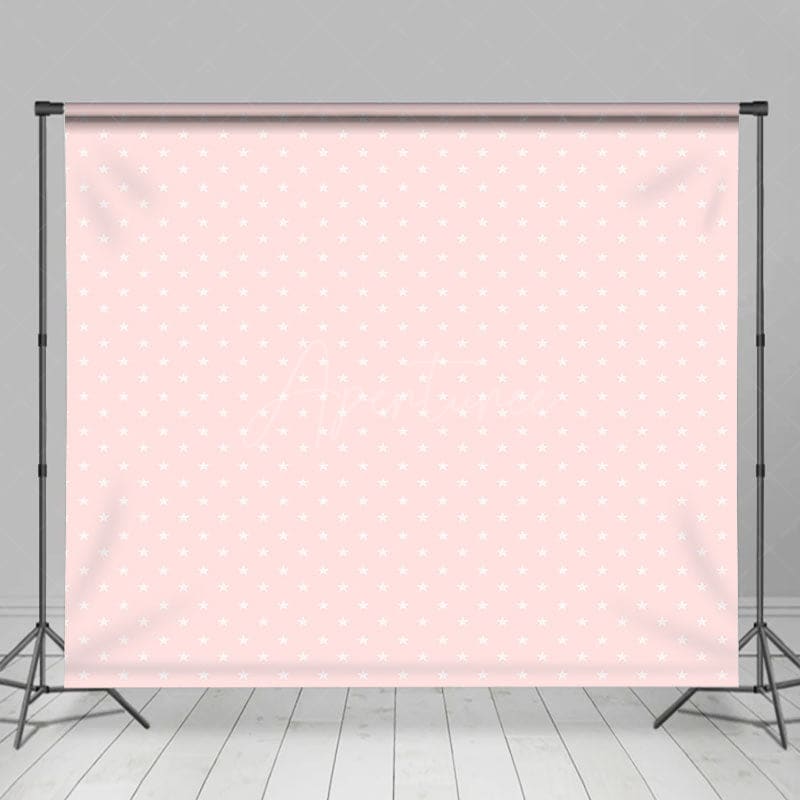 Aperturee - Aperturee Sweet Pink White Stars Birthday Cake Smash Backdrops