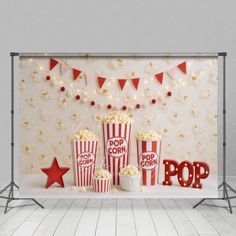 Aperturee - Aperturee Sweet Popcorn Wall Lights Photo Cake Smash Backdrop