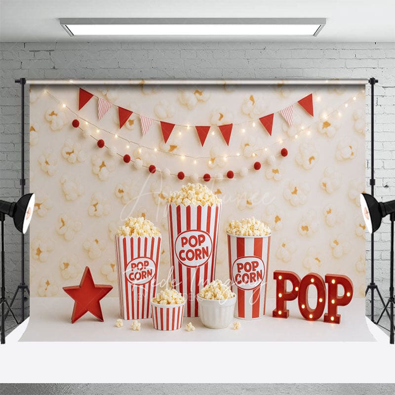 Aperturee - Aperturee Sweet Popcorn Wall Lights Photo Cake Smash Backdrop