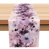 Aperturee - Aperturee Sweet Purple Floral Table Runner in an Ink Wash Painting Style Elegant Botanical Decor for Kitchen or Dining