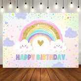 Aperturee - Aperturee Sweet Rainbow Color Glitter Sky Birthday Backdrop
