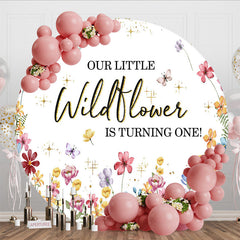 Aperturee - Aperturee Sweet Round Wildflower Happy First Birthday Backdrop