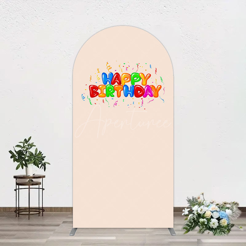 Aperturee - Aperturee Sweet Simple Happy Birthday Nude Color Arch Backdrop