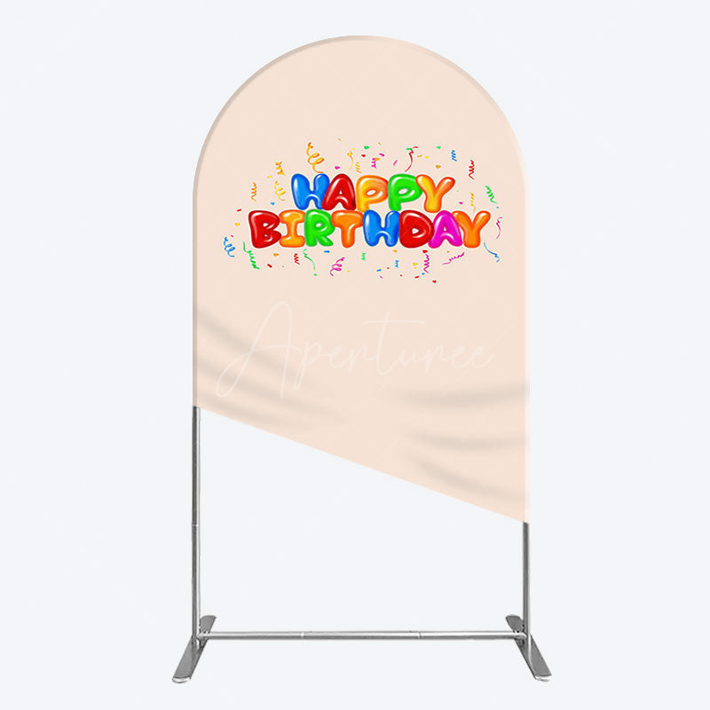 Aperturee - Aperturee Sweet Simple Happy Birthday Nude Color Arch Backdrop