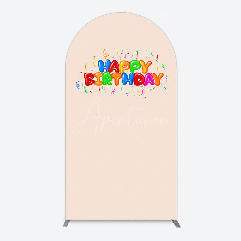 Aperturee - Aperturee Sweet Simple Happy Birthday Nude Color Arch Backdrop